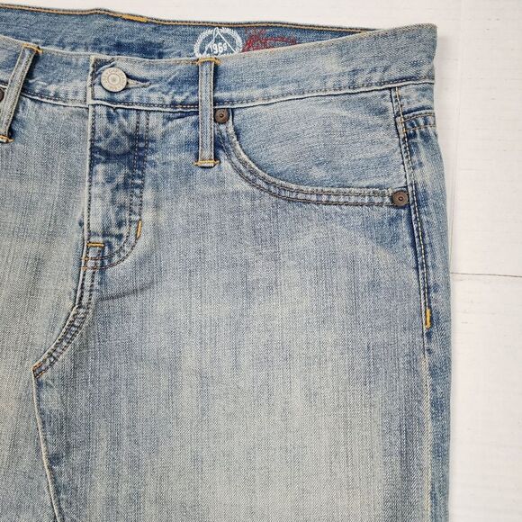 Gap Jeans Skirt Light Wash Blue Denim A-Line Knee Length Frayed Hem Size 6 - Picture 12 of 13